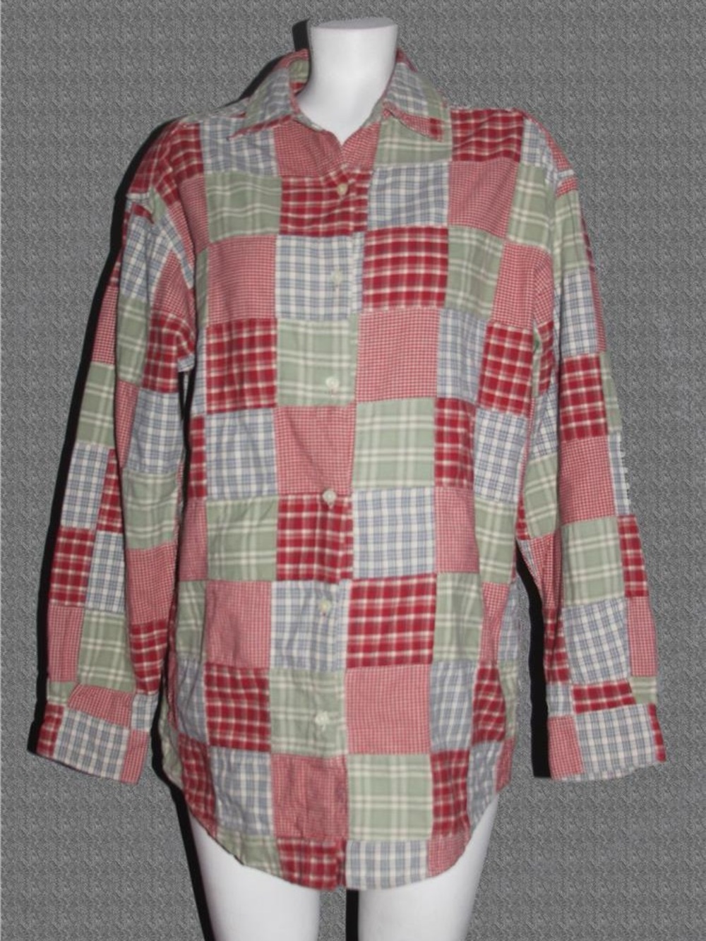 VTG Eddie Bauer Legend Plaid Patchwork Warm Tones Thick
Blouse Shirt Wm's  XXl